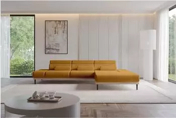 ALTDECOR Mona Ecksofa L-Form elektrisch, Cord senfgelb, 316x205x85cm (800002027169)