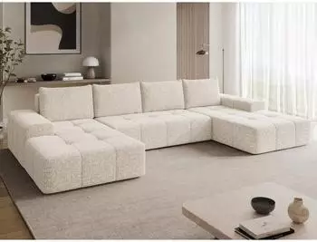 Mirjan24 Tonseo U Ecksofa mit Schlaffunktion & Bettkasten, Chenille, dunkelblau (800001996644)