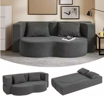 SoBuy FST101 Schlafsofa 2-Sitzer Cord, dunkelgrau (FST101-DG)