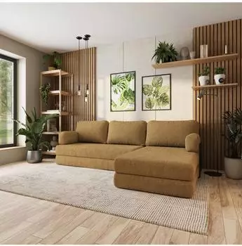 Masseno LEA Ecksofa modular, Boucl&eacute;-Stoff, orange, Schlaffunktion (800001993858)