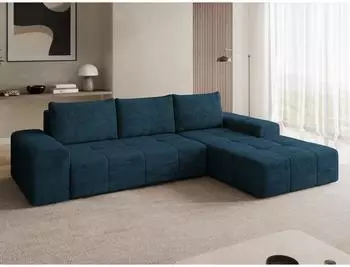 Mirjan24 Tonseo L Eckschlafsofa mit Bettkasten, Chenille, dunkelblau (800001996676)