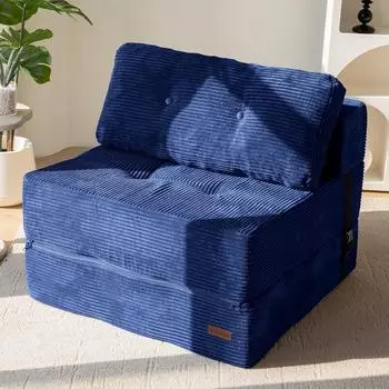 LuxusKollektion Klappsofa 4-in-1 mit Schlaffunktion, blau (160x80x40cm)