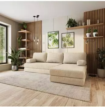 Masseno LEA modulares Ecksofa mit Schlaffunktion, Boucl&eacute;, creme, 270x160cm (800001994085)