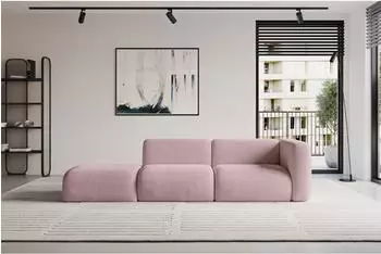 ALTDECOR MIRA-S3 modulares Ecksofa, rosa Cord, 296x89x70cm (800002003594)