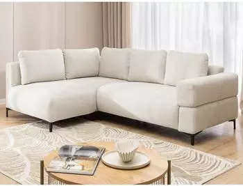 S-Style Möbel Cardea Ecksofa Bubble-Optik Strukturstoff creme, Ottomane links