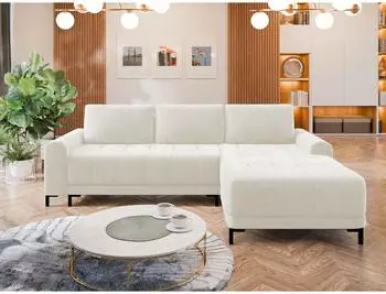 Mirjan24 Ecksofa Aris L mit Schlaffunktion und Bettkasten, Textil, creme (Aris L)