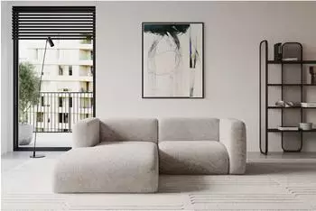 ALTDECOR MIRA-L1 Ecksofa L-Form, Velours, hellgrau, 227x179x89cm (800002003584)