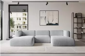 ALTDECOR Mira-U1 Wohnlandschaft U-Form Cord blaugrau 317x179x70cm (800002004220)