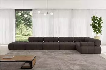 ALTDECOR Felto-L3 Ecksofa L-Form 7-Sitzer, braun, Velours, 475x190cm (800001554948)