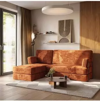 Masseno NOTIA Ecksofa modular, Schlaffunktion, braun, L-Form (TILIA 52)
