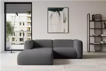 ALTDECOR MIRA-L1 Ecksofa L-Form Boucl&eacute; grau, 227x179x89cm