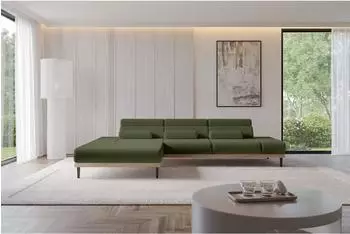 ALTDECOR Mona Ecksofa L-Form mit Elektrofunktion, olivgr&uuml;n, Boucl&eacute; (800002026649)