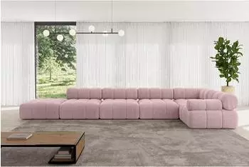 ALTDECOR Felto-L3 Ecksofa L-Form 7-Sitzer, rosa, Cord, 475x190cm (800001554918)