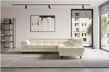 ALTDECOR LUMA-L Ecksofa mit Schlaffunktion, Velours, creme, 272x203cm (800001941023)