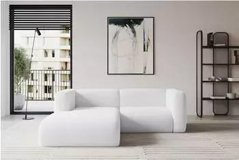 ALTDECOR MIRA-L1 Ecksofa L-Form Boucl&eacute; wei&szlig; 227x179x89cm (800002004688)