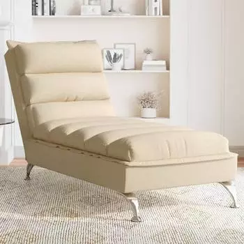 vidaXL Chaiselongue mit Kissen, Stoff, creme (379473)