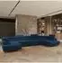 Masseno Isolano Ecksofa U-Form Velours blau mit Schlaffunktion (800001224267)