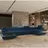 Masseno Isolano Ecksofa U-Form Velours blau mit Schlaffunktion (800001224267)