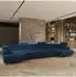 Masseno Isolano Ecksofa U-Form Velours blau mit Schlaffunktion (800001224267)