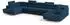 Masseno Isolano Ecksofa U-Form Velours blau mit Schlaffunktion (800001224267)