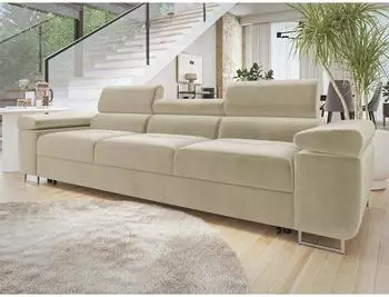Mirjan24 Torezio 3 Bis Schlafsofa 3-Sitzer, einstellbare Kopfst&uuml;tzen, beige (800000872494)