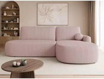 Mirjan24 Loridu O Cord Ecksofa L-Form mit Schlaffunktion und Bettkasten, rosa, rechts (800001993133)