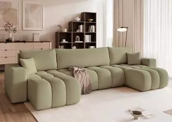 Fun M&ouml;bel ANABEL Wohnlandschaft mit Schlaffunktion, Stoff Centaur, mintgr&uuml;n