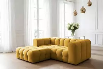Fun M&ouml;bel SOLVIE XS Ecksofa, Stoff Tiffani, honiggelb, Ottomane links