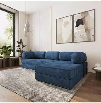 Masseno ETERA Ecksofa modular mit Schlaffunktion, blau, L-Form (800001993969)