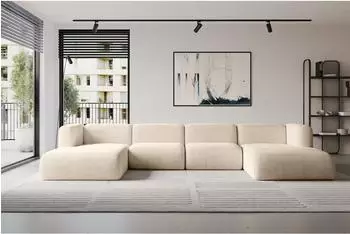 ALTDECOR Mira-U2 Wohnlandschaft U-Form Cord beige 408x179x70cm (800002003610)