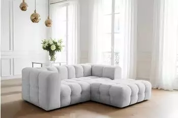 Fun M&ouml;bel SOLVIE XS Ecksofa Stoff Moly, hellgrau, Ottomane rechts