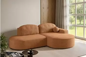 Fun M&ouml;bel Girona Ecksofa mit Schlaffunktion, Stoff Arena rostbraun, Ottomane rechts (278x179cm)