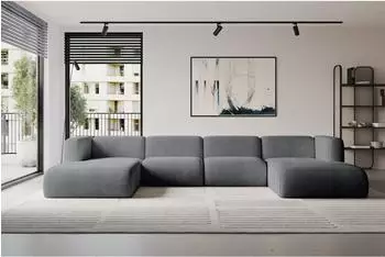 ALTDECOR Mira-U2 Wohnlandschaft U-Form Cord dunkelgrau 408x179x70cm (800002003578)