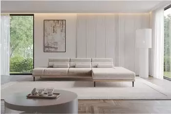ALTDECOR Mona Ecksofa L-Form hellgrau Velours elektrisch 316x205cm (800002027152)