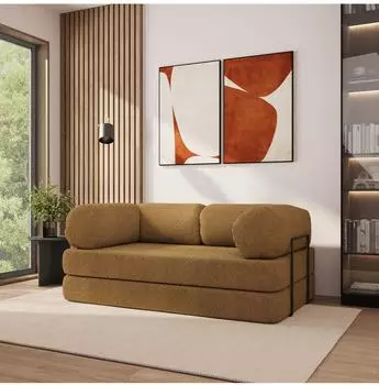 Masseno EIREN Schlafsofa Schaumstoff Boucl&eacute;-Stoff orange (800001994097)