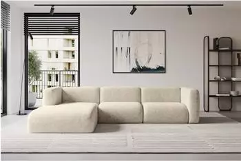 ALTDECOR MIRA-L2 Ecksofa L-Form Velours, creme, 318x179x89cm (800002004568)