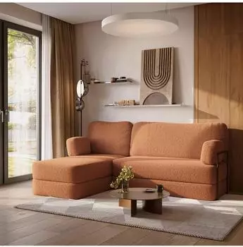 Masseno SABI Ecksofa modular, Schlaffunktion, Boucl&eacute;-Stoff, orange (800001994088)