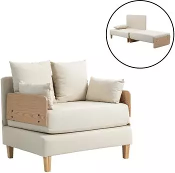en.casa Seinlus Schlafsofa 1-Sitzer, beige (81x88x68cm)