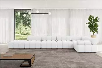 ALTDECOR Felto-L3 Ecksofa L-Form 7-Sitzer Boucl&eacute; wei&szlig; 475x190cm (800001554887)
