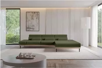 ALTDECOR Mona Ecksofa L-Form elektrisch, olivgr&uuml;n, Boucl&eacute; (800002027170)