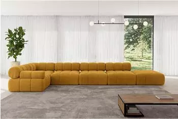 ALTDECOR Felto-L3 Ecksofa L-Form, Cord, senfgelb, 475x190x70cm (800001554946)