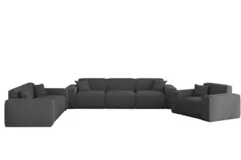 Fun M&ouml;bel CELES PREMIUM Sofaset 3-2-1 Stoff Sven, dunkelgrau