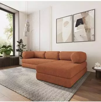Masseno Keli Ecksofa mit Schlaffunktion, Boucle-Stoff, 270x160cm (800001993887)