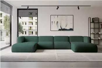 ALTDECOR Mira-U2 Wohnlandschaft U-Form Velours dunkelgr&uuml;n 408x179x70cm (800002003553)