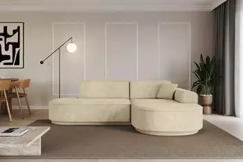 ALTDECOR MARI-L1-v1 Ecksofa L-Form, Velours, beige, 243x171cm (800001931754)