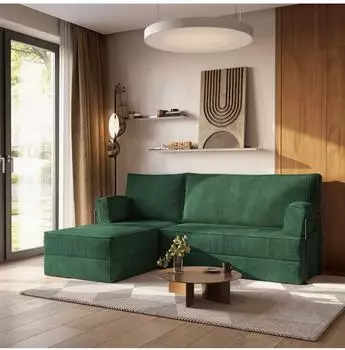 Masseno NOTIA Ecksofa modular mit Schlaffunktion, gr&uuml;n, Kordstoff (800001993881)