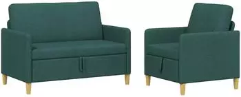 vidaXL Sofa-Set mit Stauraum, 2-tlg., dunkelgr&uuml;n, Polyester