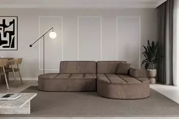 ALTDECOR TARO-L1 Ecksofa L-Form, Velours, braun, 243x171cm (800001936166)