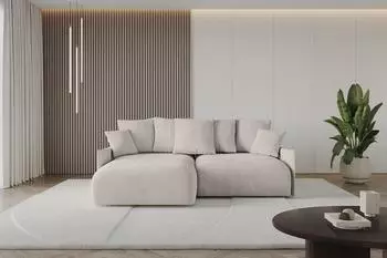 ALTDECOR ONESK-L-v1 Ecksofa mit Schlaffunktion, L-Form, hellbraun Velours, 216x177cm (800001936310)