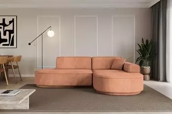 ALTDECOR MARI-L1v3 Ecksofa L-Form Velours, orange, 243x171cm (800001940795)